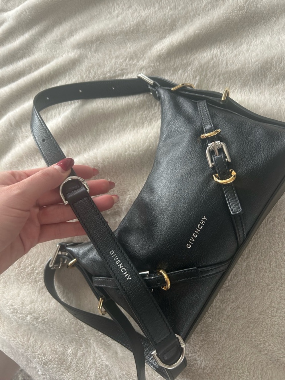 Givenchy Black Mini Voyou Leather Shoulder Bag with Mixed Metal Hardware - Picture 2 of 9